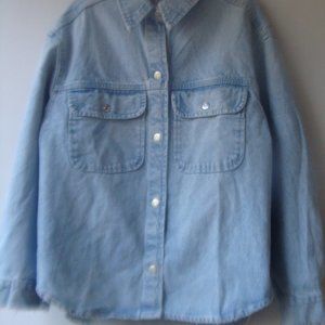 NWT Zara Women's Distressed Ripped Sleeve Denim Jeans Jacket Light Wash, Size L